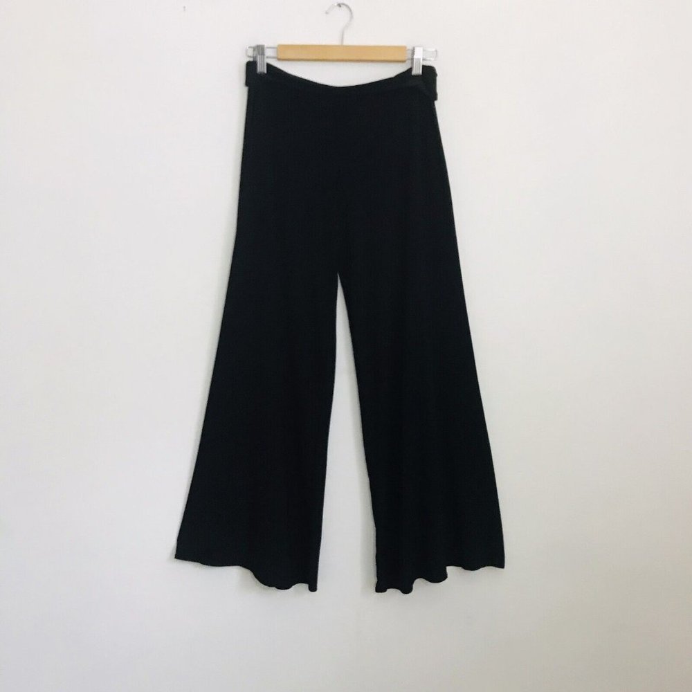 Clara Sun Woo Black Palazzo Pants Size Medium Womens Wide Leg Stretchy Casual